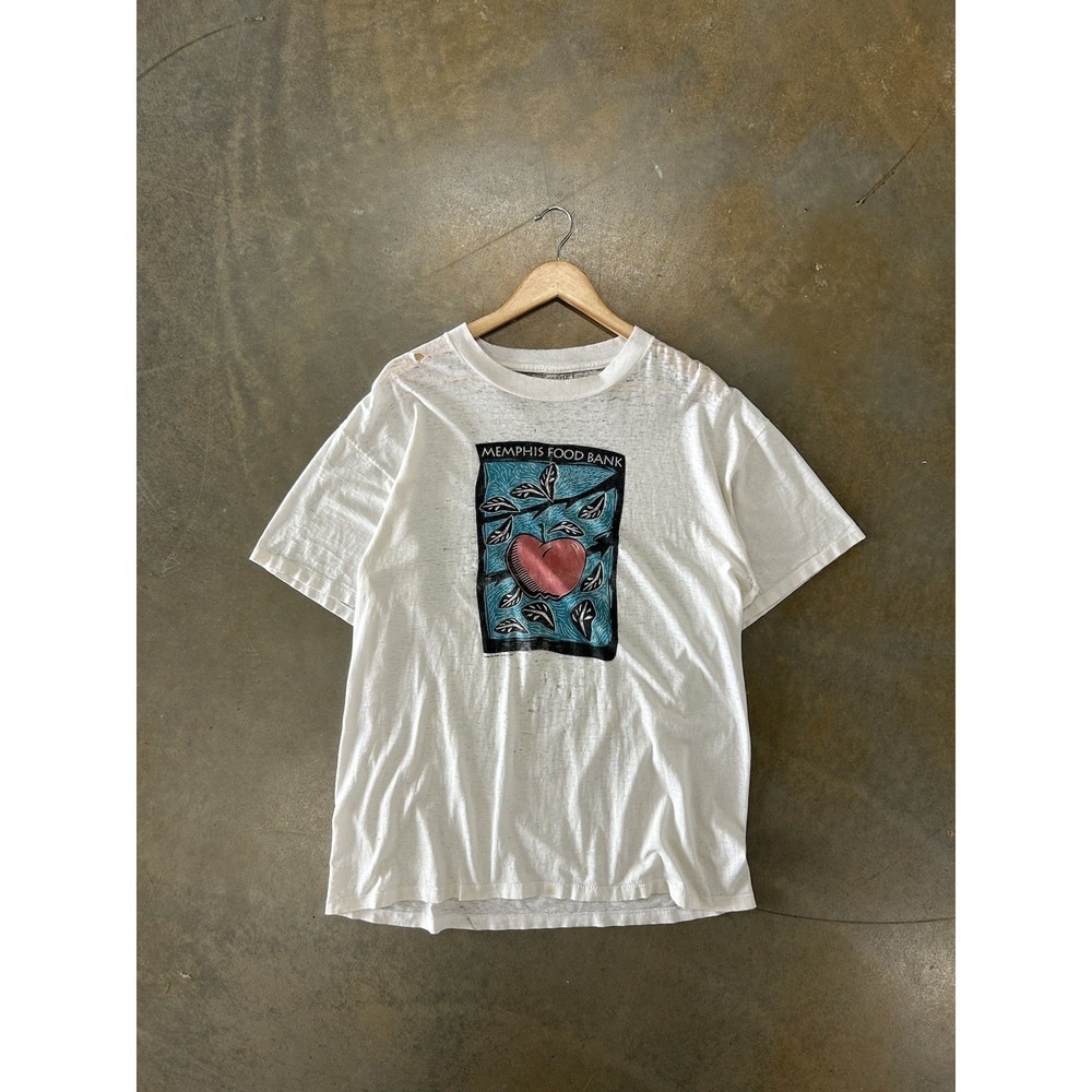 VTG Tee Super Thin Distressed Memphis Food 90s